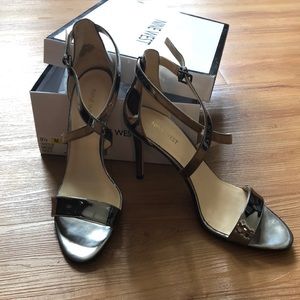 Nine West silver strapped heels